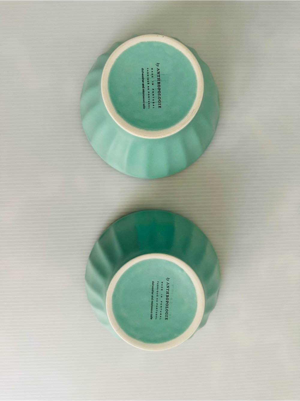 Set of Two Anthropologie Turquoise Latte Bowls - Picture 3 of 10